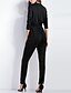 cheap Women&#039;s Jumpsuits &amp; Rompers-Women&#039;s Solid Black JumpsuitsVintage V Neck Long Sleeve