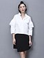 cheap Women&#039;s Blouses &amp; Shirts-Women&#039;s Daily Casual All Seasons ShirtSolid Shirt Collar Long Sleeve White Cotton
