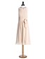 זול שמלות שושבינה צעירה-מעטפת \ עמוד באורך הקרסול שמלה לשושבינות הצעירות  שיפון ללא שרוולים עם תכשיטים עם אסוף 2022 / טבעי