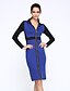 cheap Women&#039;s Dresses-Women&#039;s Bodycon Cotton Long Sleeve Color Block Spring V Neck Vintage Work Cotton Purple Khaki Dark Blue Gray