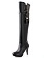 abordables Bottes Femme-Femme Bottes genou Synthétique / Cuir Verni / Similicuir Automne / Hiver Bottes de Cowboy / Western / boîtes de Combat Chaussures à Talons Marche Talon Aiguille / Plateau Fermeture / Gland Noir