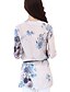 baratos Blusas e Camisas de mulher-Mulheres Tamanhos Grandes Blusa - Para Noite Casual / Moda de Rua Floral Algodão Colarinho Chinês Vermelho