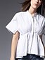 billige Overdele til kvinder-AJIDUO® Dame Høj krave Kort Ærme Shirt &amp; bluse Sort Fade / Ivory-A9333