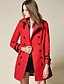 זול מעילים ומעילי גשם לנשים-בגדי ריקוד נשים בלשית לבוש יומיומי סתיו אביב ארוך מעיל דש רשמי שיק ומודרני Jackets שרוול ארוך אחיד סגנון מודרני אדום