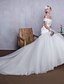 olcso Menyasszonyi ruhák-Sellő fazon Aszimmetrikus Udvari uszály Tüll Made-to-measure esküvői ruhák val vel Rátétek / Csipke által