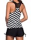 cheap Tankinis-Women&#039;s Triangle Sporty Basic Striped Plus Size Tankini Swimsuit Racerback Striped Strap Swimwear Bathing Suits Black