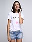 cheap Plus Size Tops-Women&#039;s T shirt Tee Graphic Round Neck White Plus Size Flower Print Clothing Apparel Cotton / Short Sleeve