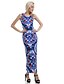 cheap Women&#039;s Dresses-Women&#039;s Bodycon Sleeveless Color Block Flower Print Summer Boho Beach Blue Orange S M L XL XXL / Maxi
