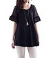 cheap Plus Size Tops-Women&#039;s Blouse Solid Colored Round Neck Black Plus Size Going out Lace Clothing Apparel Casual / Short Sleeve