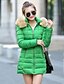 cheap Women&#039;s Puffer&amp;Parka-Women&#039;s Long Padded CoatSimple / Street chic Plus Size / Going out Fur Trim Slim Thick Solid  Long Sleeve Hooded