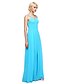 cheap Bridesmaid Dresses-Sheath / Column Spaghetti Strap Floor Length Georgette Bridesmaid Dress with Pleats by LAN TING BRIDE®