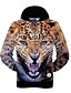 preiswerte Herren-Hoodies und -Sweatshirts-Herrn Aktiv Langarm Rundhalsausschnitt Hoodie-Jacke Leopard / 3D-Druck / Herbst / Winter