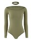 ieftine Bluze simple pentru femei-Pentru femei Șic Stradă Zilnic Ieșire De Pe Umăr Cravată De Pe Umăr Negru Verde Militar Zvelt bodysuit Mată / Manșon Lung