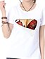baratos Tops em tamanhos grandes-Mulheres Camiseta Gráfico Decote Redondo Branco Tamanho Grande Bandagem Flor Imprimir Roupa Algodão / Verão / Manga Curta