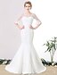 cheap Wedding Dresses-Mermaid / Trumpet V Neck Court Train Lace / Tulle Made-To-Measure Wedding Dresses with Pearl by