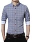 abordables camisas casuales de los hombres-Hombre Camisa Ajedrez Cuello Camisero Blanco Gris Rosa Caqui Azul Claro Manga Larga Talla Grande Diario Trabajo Tops Negocios / Otoño