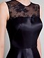 cheap Cocktail Dresses-A-Line Fit &amp; Flare Cocktail Dresses Cute Dress Cocktail Party Knee Length Sleeveless Illusion Neck Lace with Lace 2022 / Little Black Dress