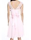 cheap Bridesmaid Dresses-A-Line Jewel Neck Knee Length Chiffon / Lace Bodice Bridesmaid Dress with Sash / Ribbon / Bow(s)