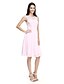 cheap Bridesmaid Dresses-A-Line Jewel Neck Knee Length Chiffon / Lace Bodice Bridesmaid Dress with Sash / Ribbon / Bow(s)