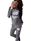 voordelige Tweedelige damessets-Dames Actief Winter Herfst Blouse Set Pantalon Kostuums,Casual/Dagelijks Letter Ronde hals Lange Mouw Lange mouw Katoen