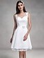 cheap Wedding Dresses-A-Line Sweetheart Neckline Knee Length Satin Made-To-Measure Wedding Dresses with Lace by LAN TING BRIDE® / Little White Dress