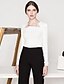 cheap Women&#039;s Blouses &amp; Shirts-MASKED QUEEN Women&#039;s Going out Casual Spring / Fall T-shirtSolid Round Neck Long Sleeve White / Black