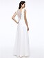 cheap Wedding Dresses-A-Line Bateau Neck Floor Length Lace / Tulle Made-To-Measure Wedding Dresses with Sash / Ribbon / Button by LAN TING BRIDE® / See-Through