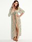 cheap Print Dresses-Women&#039;s Boho Holiday Boho Maxi A Line Dress - Geometric Split / Print V Neck Summer Rainbow S M L