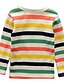 cheap Tees &amp; Shirts-Unisex Cartoon Stripes Casual / Daily Striped Long Sleeve Short Cotton Tee Beige