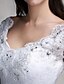 cheap Wedding Dresses-Ball Gown V Neck Chapel Train Lace / Tulle Made-To-Measure Wedding Dresses with Beading / Sequin / Appliques by LAN TING BRIDE®