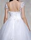 cheap Wedding Dresses-Ball Gown V Neck Chapel Train Lace / Tulle Made-To-Measure Wedding Dresses with Beading / Sequin / Appliques by LAN TING BRIDE®