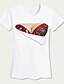cheap Plus Size Tops-Women&#039;s T shirt Tee Graphic Round Neck White Plus Size Club Flower Print Clothing Apparel Cotton / Summer / Short Sleeve