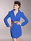 cheap Women&#039;s Dresses-Women&#039;s Casual / Daily Work Vintage Sophisticated Shirt Dress - Solid Colored Ruffle Shirt Collar All Seasons Blue