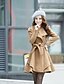 cheap Women&#039;s Coats &amp; Trench Coats-Women&#039;s Coat Going out Work Fall Winter Spring Long Coat V Neck Regular Fit Fashion Modern Jacket Long Sleeve Solid Colored Army Green Pink Khaki