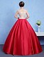 cheap Evening Dresses-Ball Gown / Princess Jewel Neck Floor Length Jersey Vintage Inspired Formal Evening Dress with Beading / Appliques by LAN TING Express