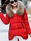 cheap Women&#039;s Puffer&amp;Parka-Women&#039;s Fall Winter Padded Parka Daily Streetwear Solid Colored Faux Fur Polyester Long Sleeve Hooded Black / Red / Pink M / L / XL