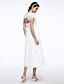 Χαμηλού Κόστους Νυφικά Φορέματα-Αίθουσα Ανοικτή Πλάτη Μικρά Άσπρα Φορέματα Φορεματα για γαμο Κάτω από το γόνατο Γραμμή Α Κοντομάνικο Με Κόσμημα Δαντέλα Με Διακοσμητικά Επιράμματα 2023 Νυφικά φορέματα