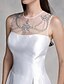 voordelige Trouwjurken-Trouwjurken A-lijn Met sieraad Mouwloos Tot de knie Satijn Bruids jurken Met Kralen 2023