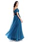 cheap Special Occasion Dresses-A-Line Celebrity Style Prom Formal Evening Dress Off Shoulder Short Sleeve Floor Length Tulle with Sash / Ribbon Criss Cross 2020