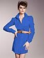 cheap Women&#039;s Dresses-Women&#039;s Casual / Daily Work Vintage Sophisticated Shirt Dress - Solid Colored Ruffle Shirt Collar All Seasons Blue