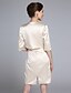 cheap Mother of the Bride Dresses-Sheath / Column Jewel Neck Knee Length Satin Mother of the Bride Dress with Beading / Appliques by LAN TING BRIDE®