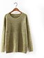 billige damesweaters-Damer Simpel Afslappet/Hverdag Normal Pullover Ensfarvet,Rund hals Langærmet Kashmir Polyester Efterår Medium Mikroelastisk
