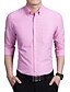 Недорогие Мужские классические рубашки-мужская рубашка классическая рубашка однотонный воротник рубашки винно-белый черный серый розово-розовый с длинным рукавом большие размеры на каждый день тонкие топы деловые / осень
