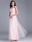 billiga Aftonklänningar-a-linje blommig klänning formell kväll golvlängd ärmlös illusionshalsad tyll med pärlblomma / snörning / se igenom