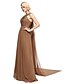 cheap Bridesmaid Dresses-Ball Gown Halter Neck Floor Length Chiffon Bridesmaid Dress with Beading by LAN TING BRIDE®