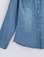 preiswerte Blusen und Hemden für Damen-Damen Solide Street Schick Lässig/Alltäglich Hemd,Hemdkragen Frühling / Herbst Langarm Blau Baumwolle Mittel