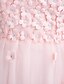 billiga Aftonklänningar-a-linje blommig klänning formell kväll golvlängd ärmlös illusionshalsad tyll med pärlblomma / snörning / se igenom