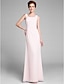 cheap Mother of the Bride Dresses-Mermaid / Trumpet Scoop Neck Floor Length Chiffon Mother of the Bride Dress with Sash / Ribbon by LAN TING BRIDE®