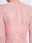 abordables Robes de demoiselle d&#039;honneur-robe de demoiselle d&#039;honneur trapèze col bijou manches 3/4 transparente longueur genou dentelle avec dentelle