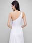 cheap Evening Dresses-Sheath / Column Celebrity Style Formal Evening Dress One Shoulder Sleeveless Watteau Train Jersey with Pleats